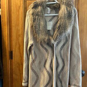 Chico's NWT Tan Sweater Coat Zig Zag Chic